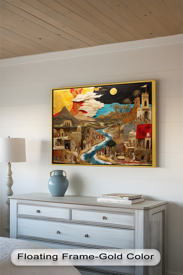 River of Time – Ancient Civilization Collage Picasso Oil Painting