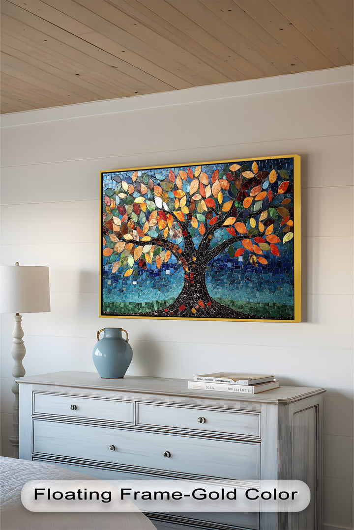 Mosaikbaum-Strahlung – Buntglas-Ölgemälde