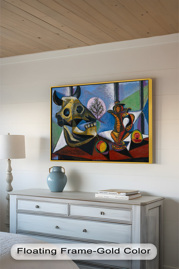 Stillleben mit Totenkopf und Krug – Symbolisches kubistisches Picasso-Ölgemälde