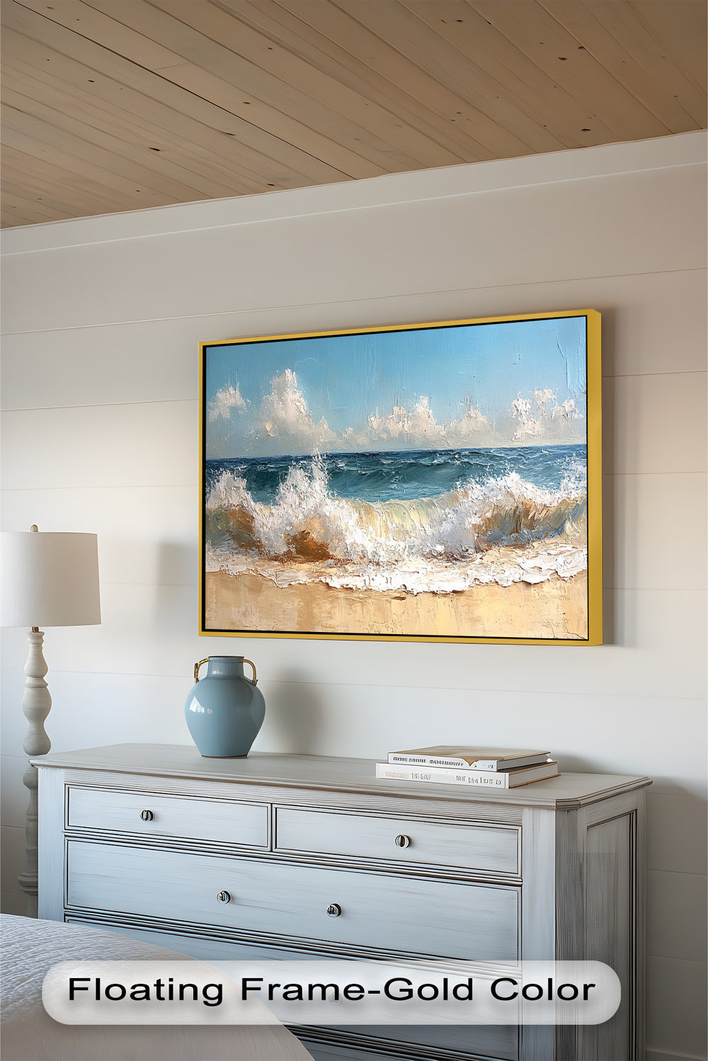 With rich texture and dynamic brushstrokes, the artwork brings the refreshing movement of the sea to life in vivid detail.

