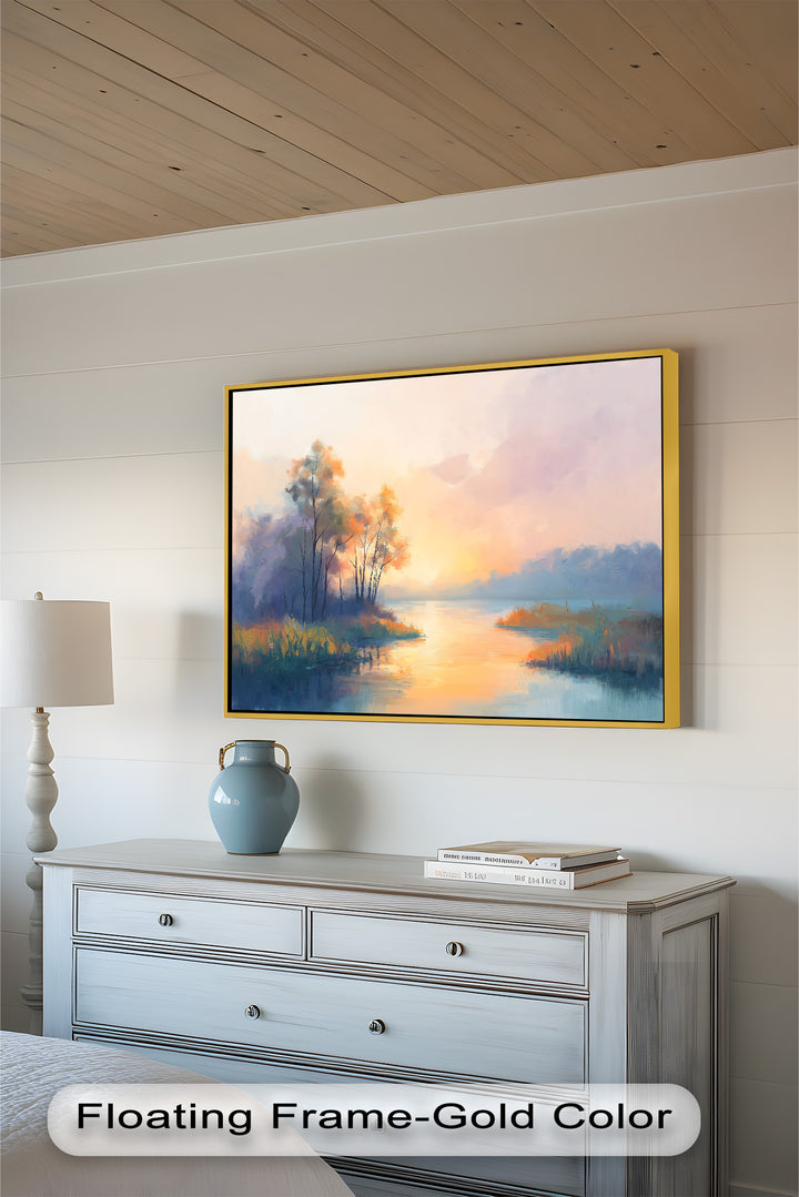 Sunrise on a Cold Morning – Framed Landscape Oil Painting