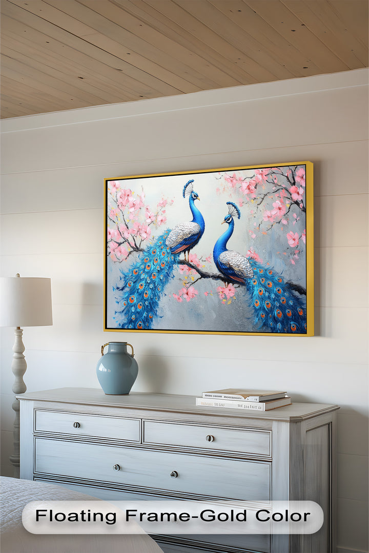 Peacocks Among Cherry Blossoms – Animal Oil Painting