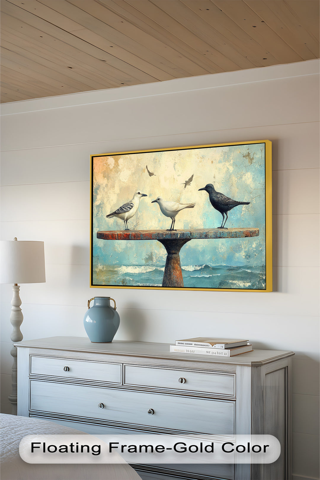 Surreal Birds on Pedestal – Animal Oil Painting