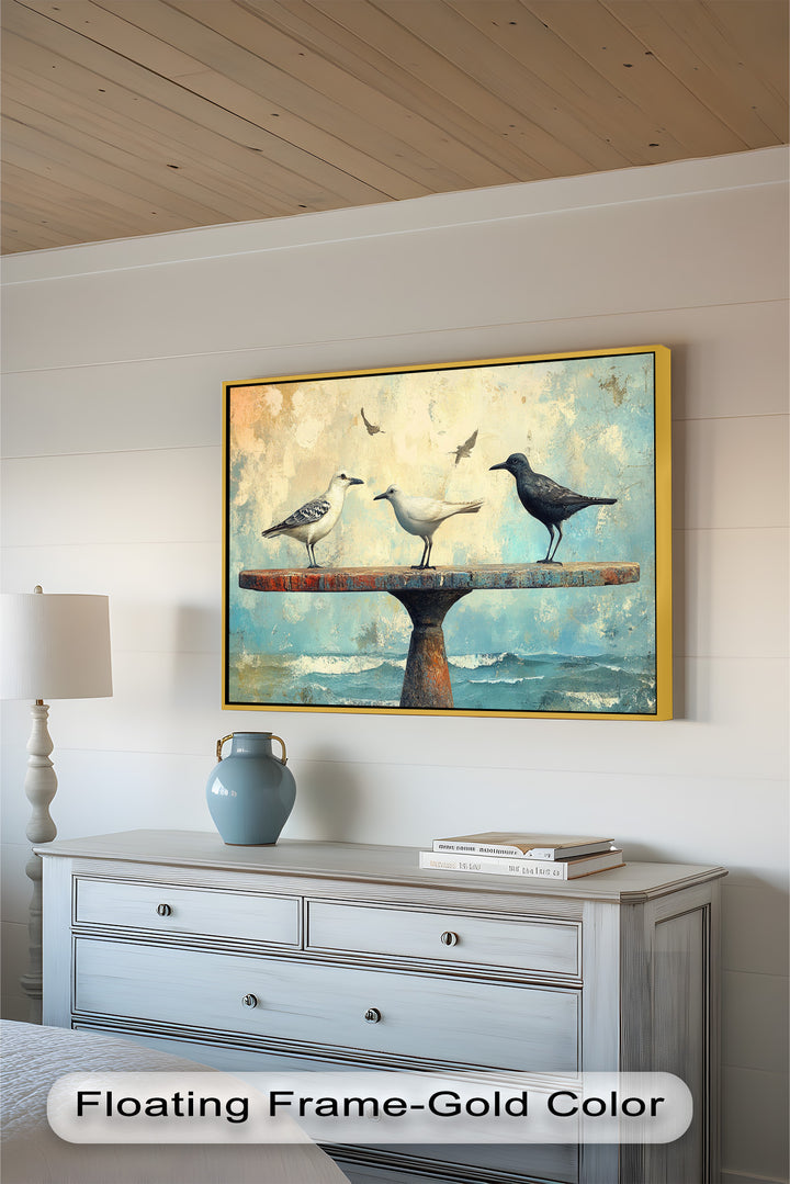 Surreal Birds on Pedestal – Animal Oil Painting