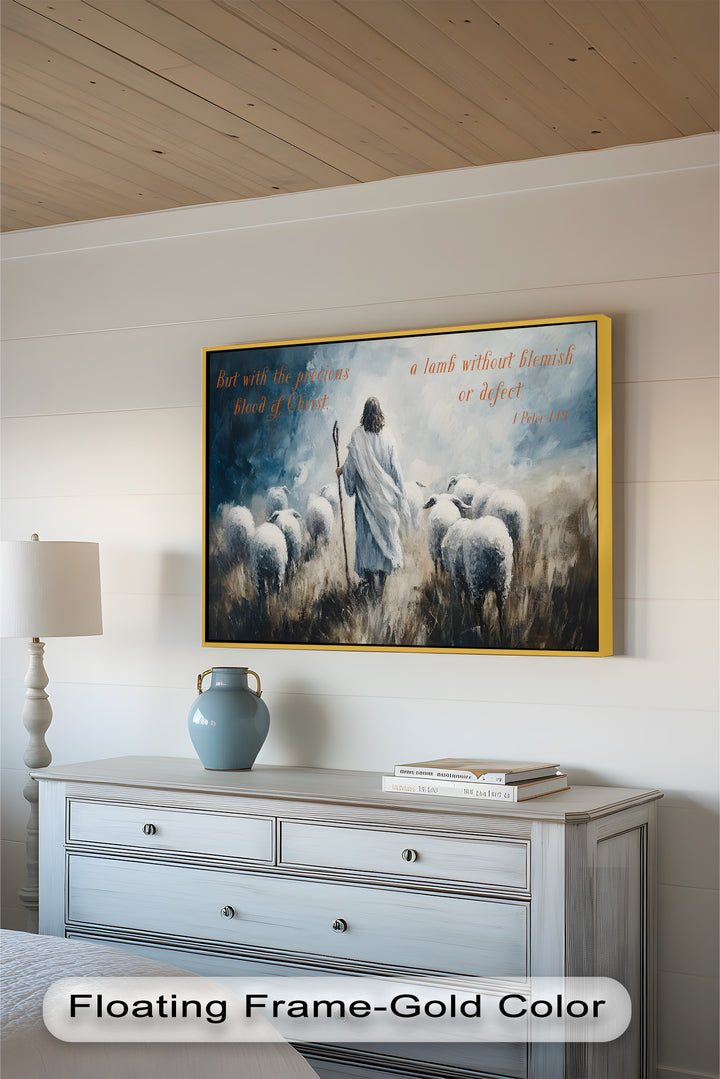 1. Petrus 1:19 – Das Lamm Gottes Bibelvers Ölgemälde