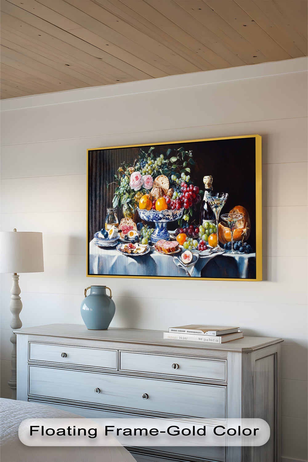 With exquisite detail and rich color, the artwork captures a luxurious feast that blends classic European style with romantic charm.

