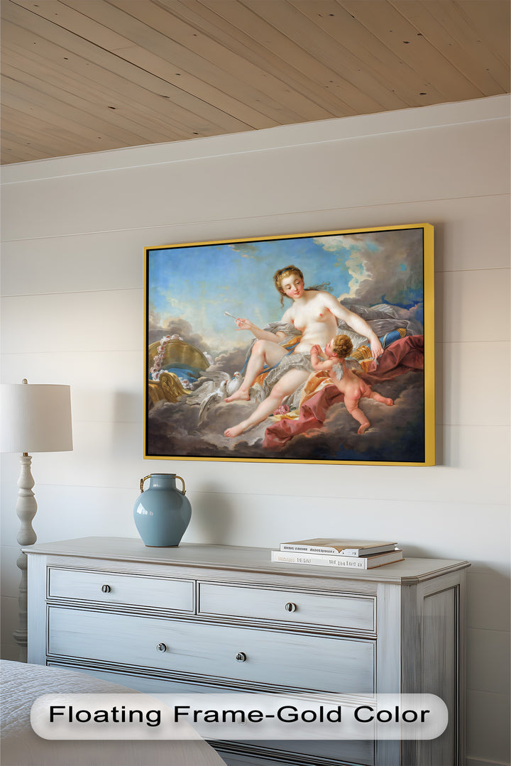 Venus und Amor in den Wolken – Rokoko-Ölgemälde