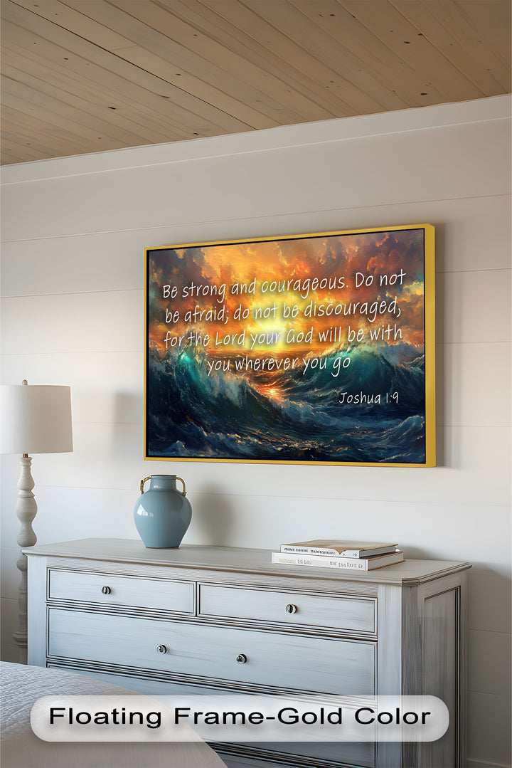 Joshua 1:9 – Courage & Strength Bible Verse Oil Painting
