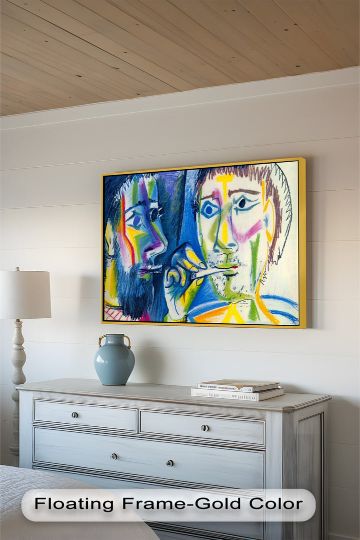 Two Men Smoking by Pablo Picasso – Expressionist Oil Painting