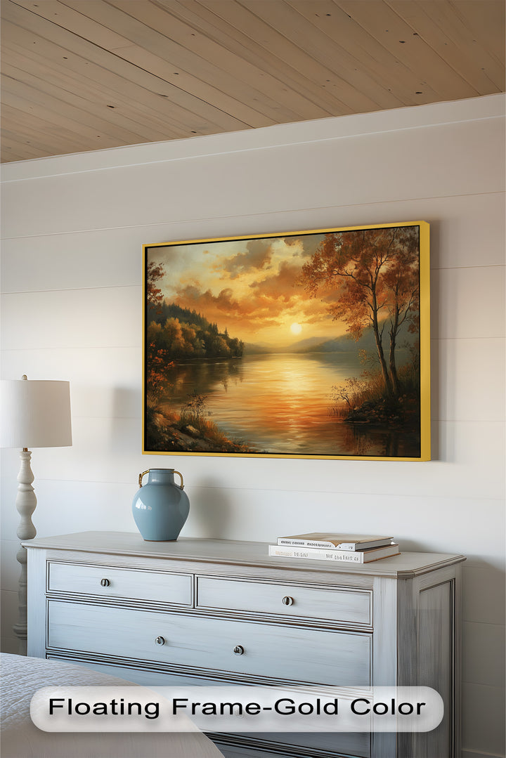 Golden Lake Sunset – Herbstreflexion Hudson River Ölgemälde