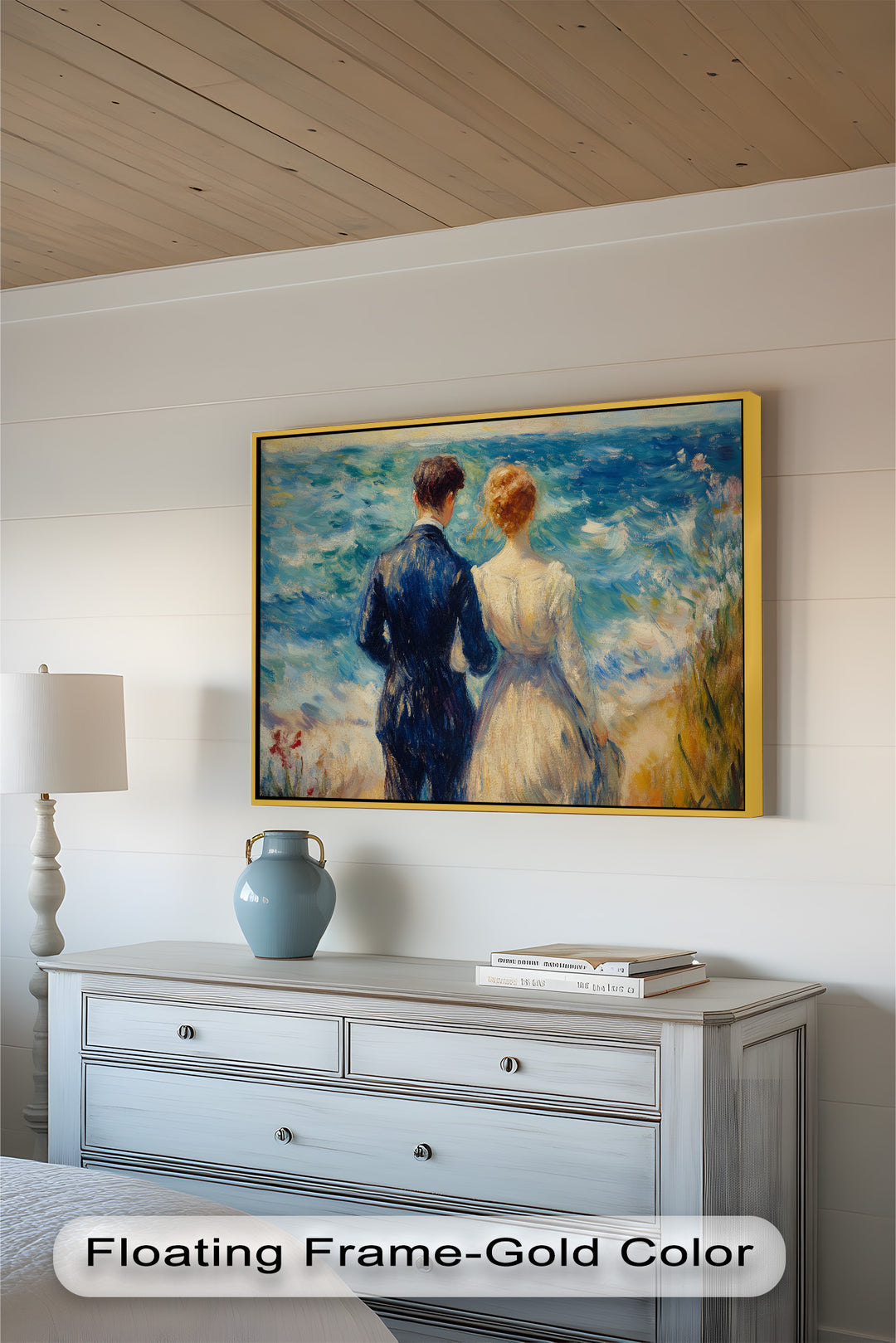 Lovers by the Sea – Romantic Impressionist Oil Painting