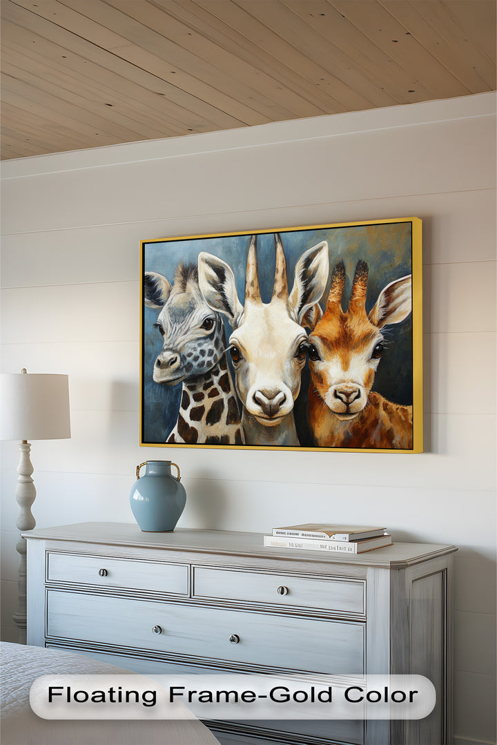 Trio of Giraffes – Animal Oil Painting