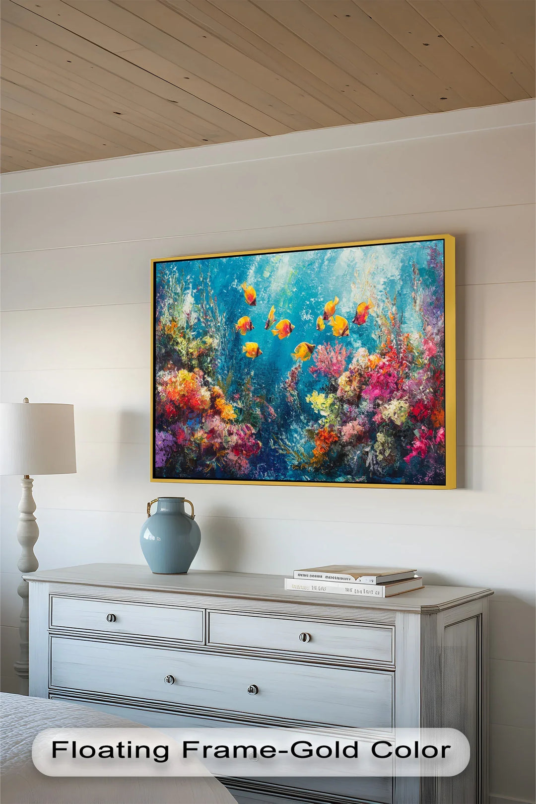 Golden Fish Among Coral Blooms – Animal Oil Painting - MyPhotoStation