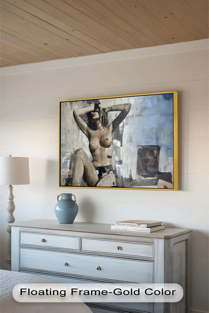 Urban Solitude – Contemporary Nude Oil Painting in Monochrome Hues