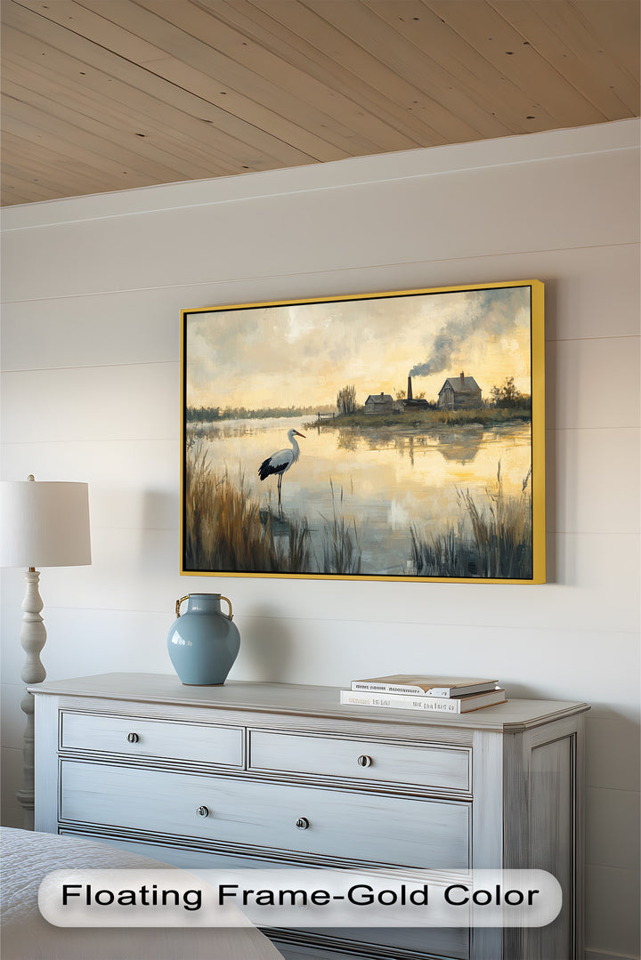 Stork at Dusk – Animal Oil Painting