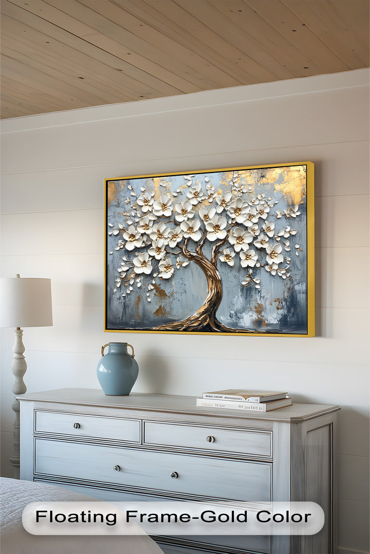 Golden Blossom Tree – Floral Oil Painting