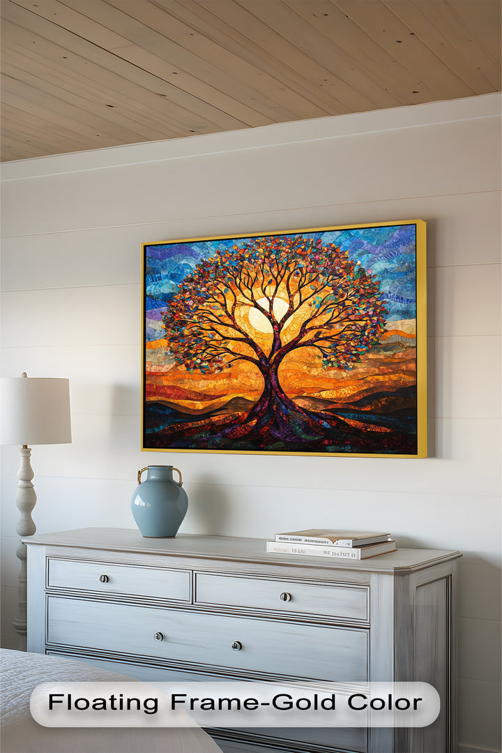 Baum des Lebens – Buntglas-Ölgemälde