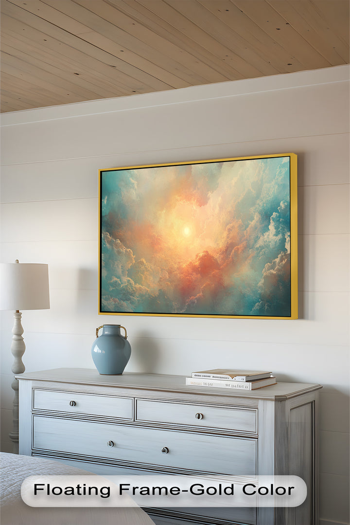 Abstract Sky and Sunlight – Framed Oil Painting