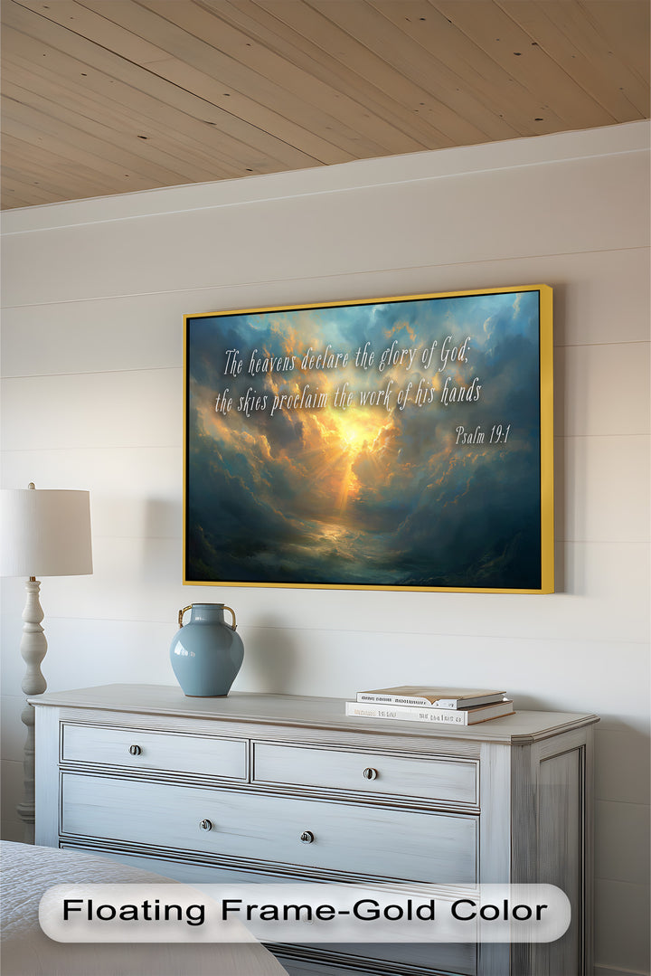 Psalm 19:1 – The Heavens Declare Bible Verse Oil Painting