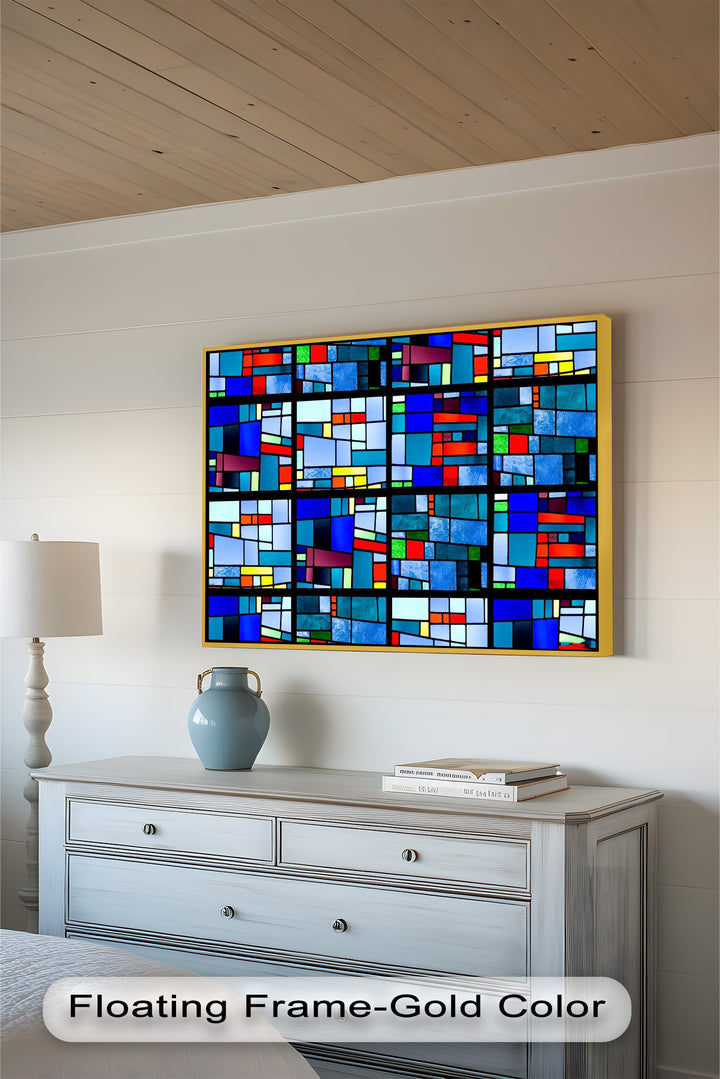 Moderne geometrische Wandkunst – gerahmtes Ölgemälde