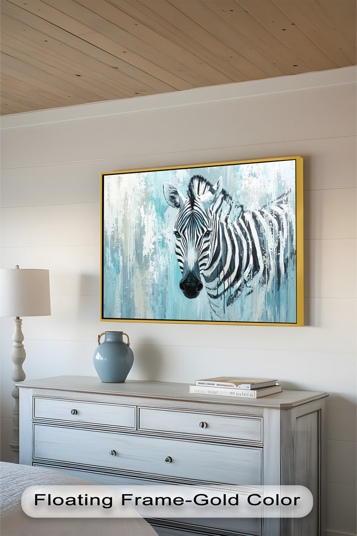 Zebra in Blue Abstract Style - Animal Oil Painting