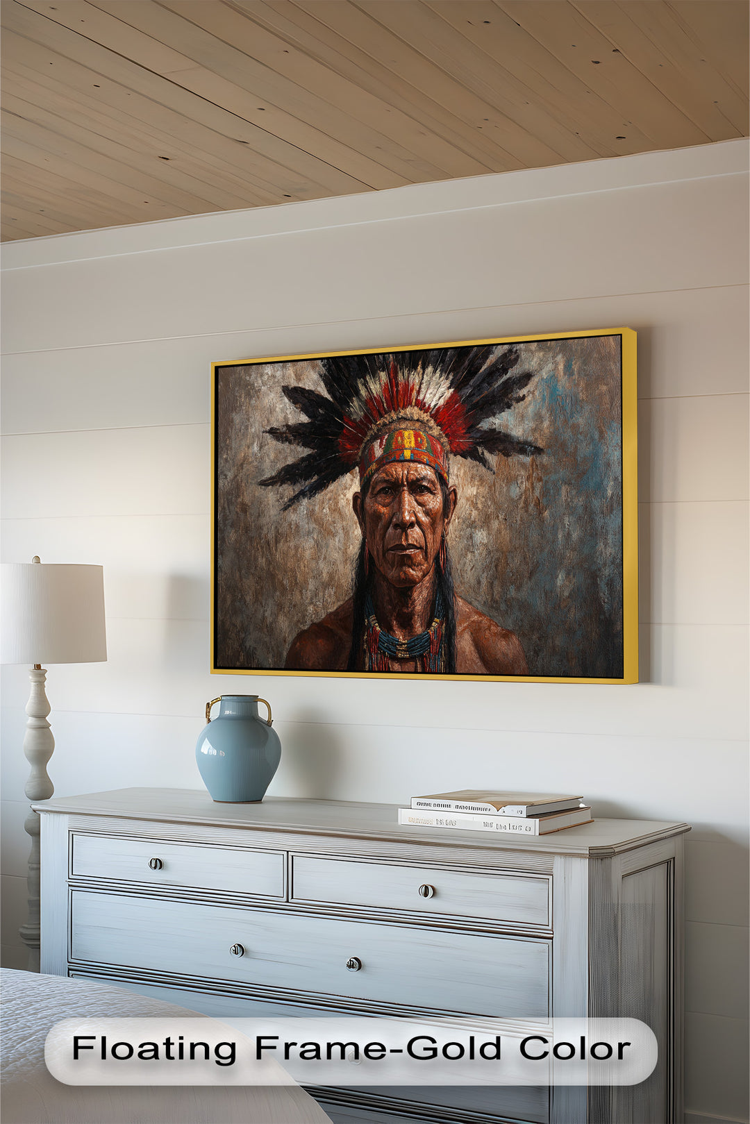 Echo of the Ancestors – Native Warrior Portrait Oil Painting