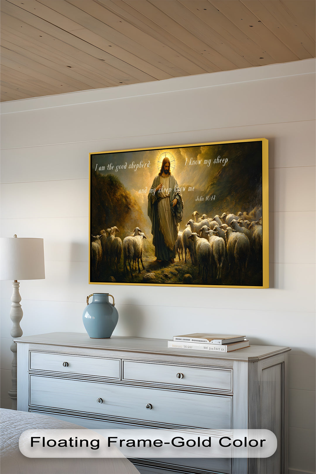 Johannes 10:14 – Der gute Hirte Bibelvers Ölgemälde