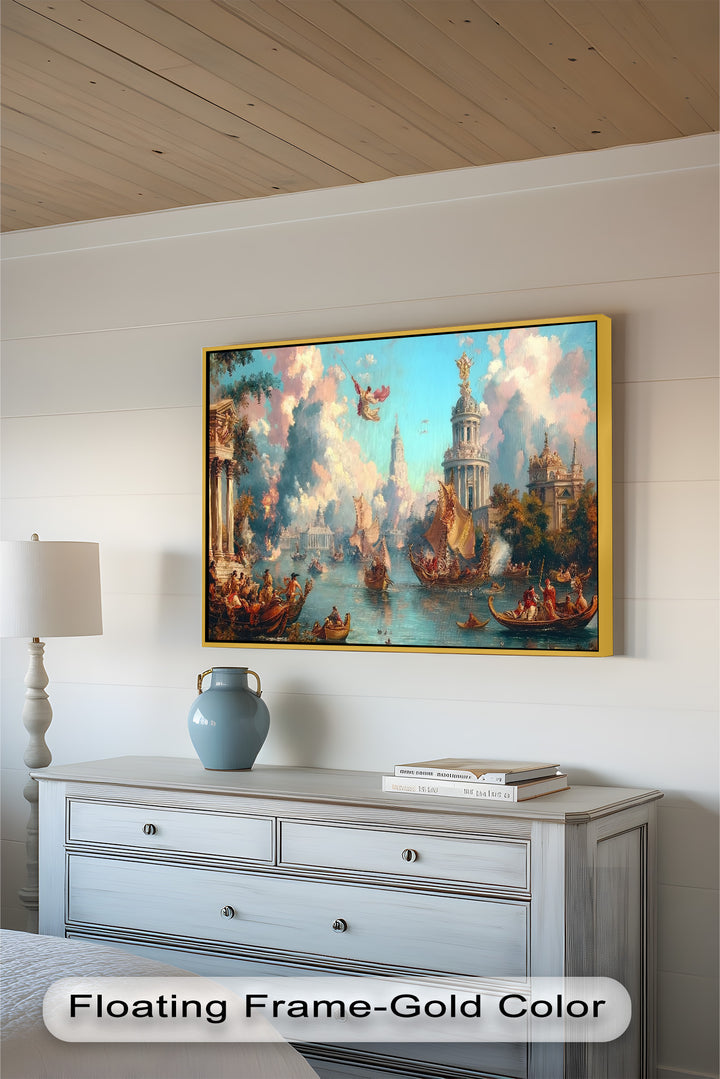 Barocke Flussparade – Grandioses venezianisches Fantasie-Ölgemälde