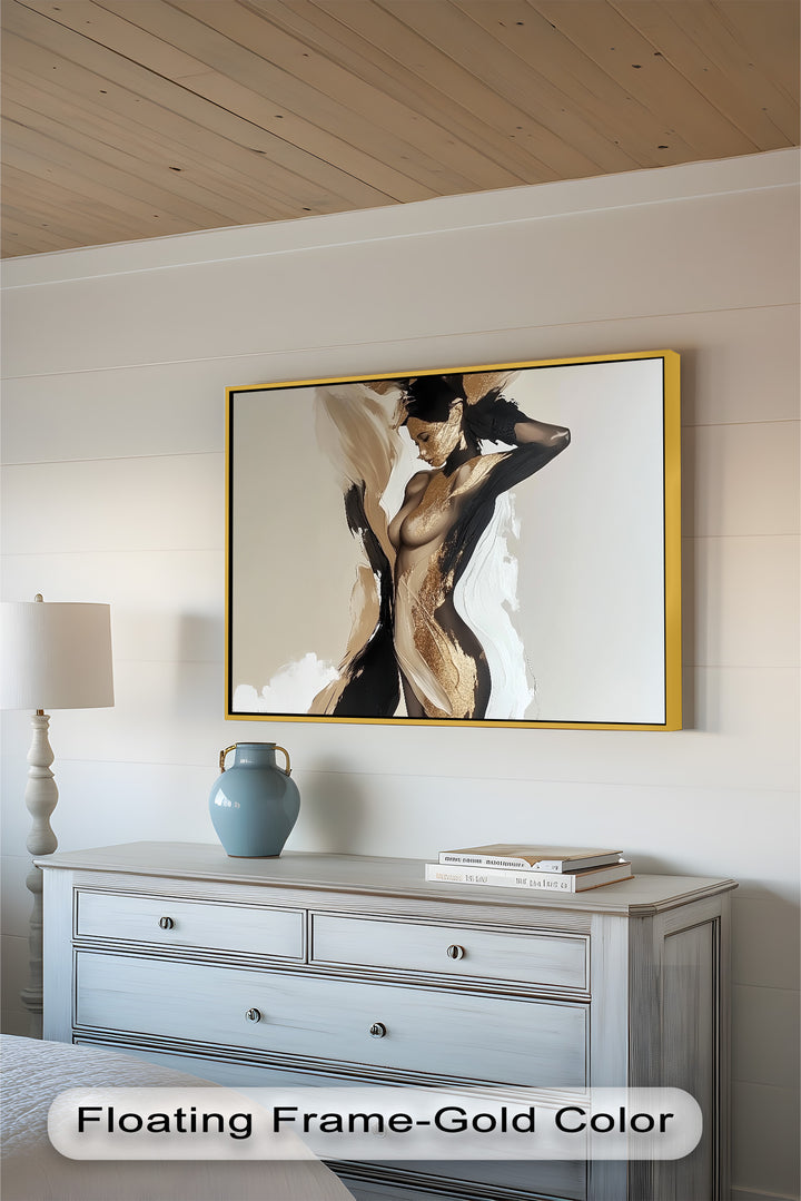 Golden Silence – Abstract Female Figure Oil Painting