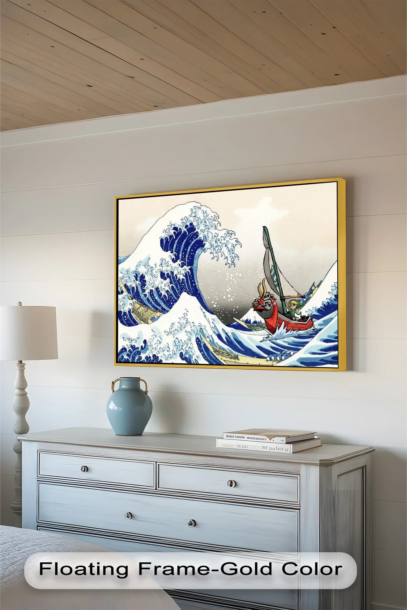 Hokusai Great Wave x Zelda Art – Japanese Pop Art Oil Painting