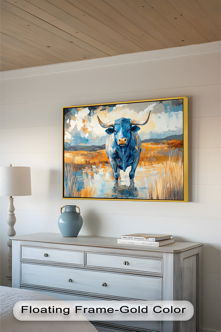 Blue Desert Bull – Animal Oil Painting