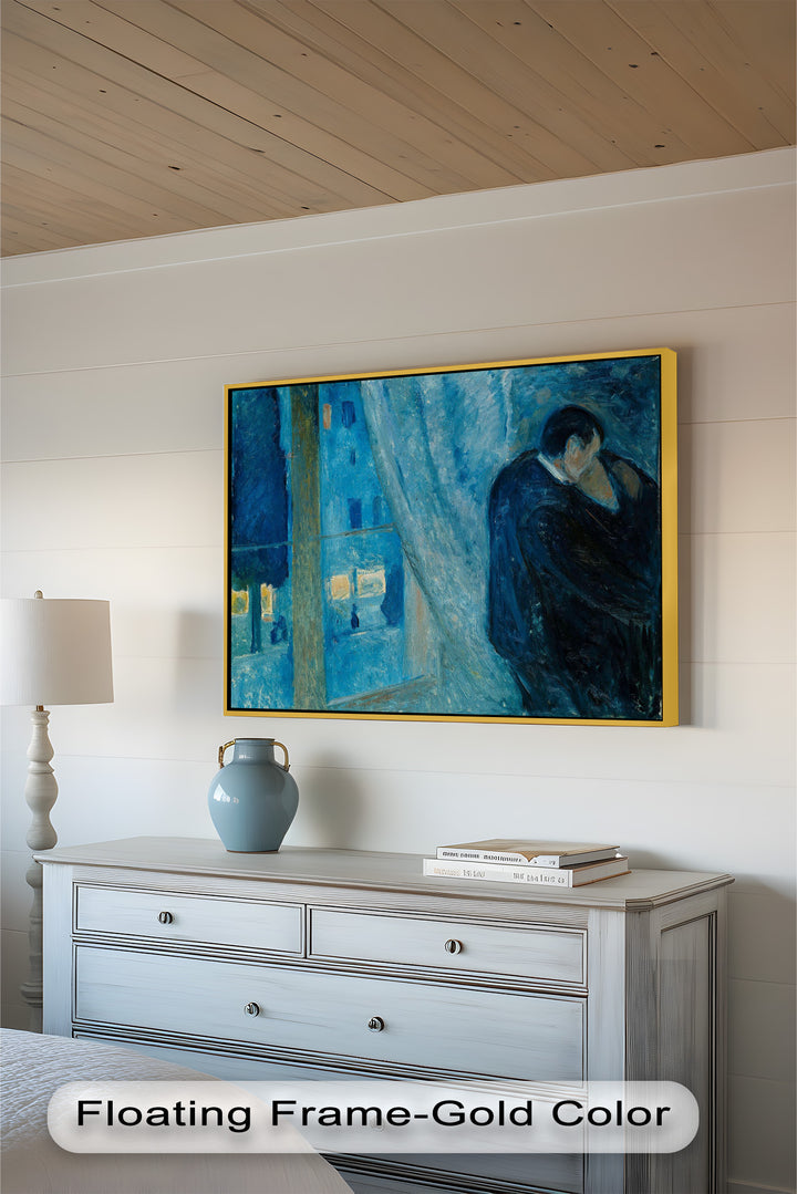 The Kiss by Munch – Romantic Blue Interior Oil Painting