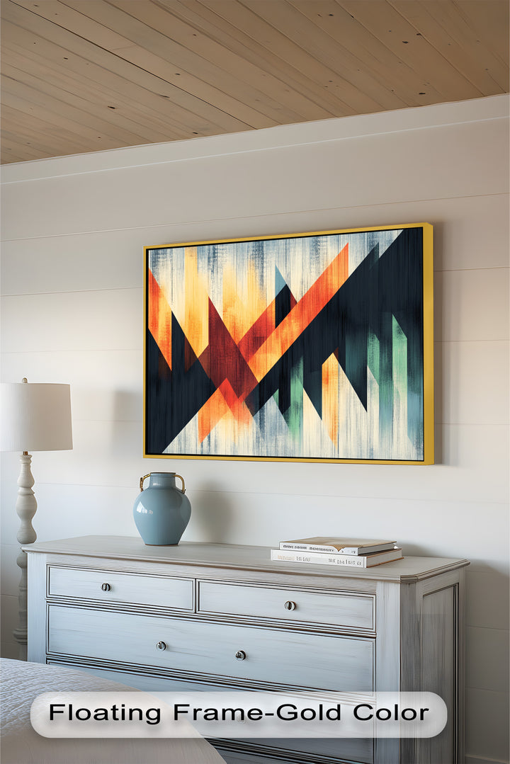 Modern Angular Lines – Bold Geometric Oil Painting