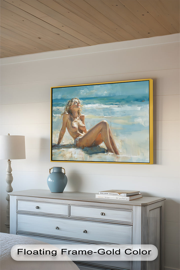 Sun-Kissed Serenity – Beachside Nude Figurative Oil Painting