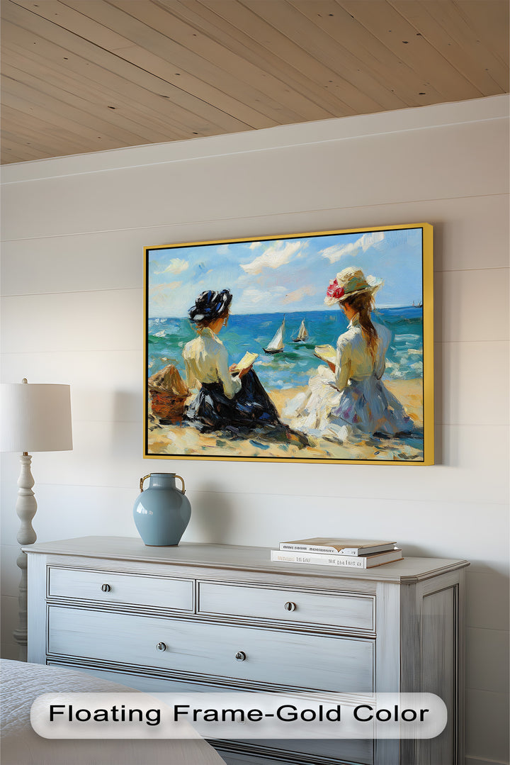 Seaside Serenity with Sailboats – Impressionist Oil Painting