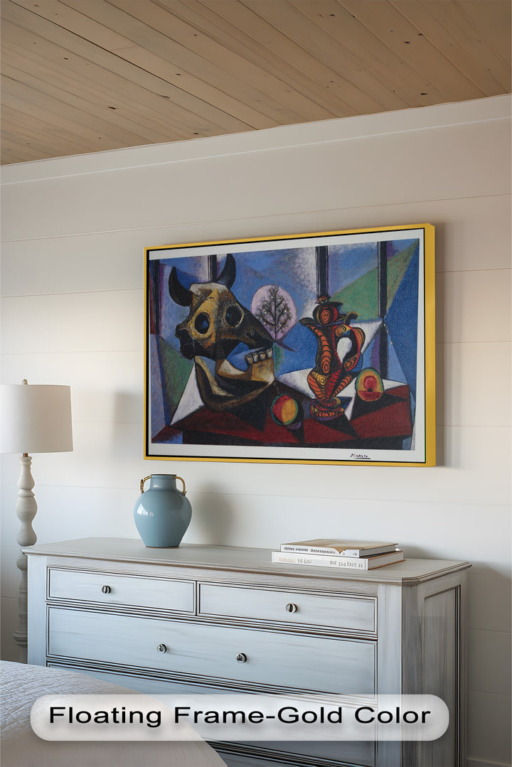 Still Life with Bull Skull – Symbolist Cubist Picasso Oil Painting