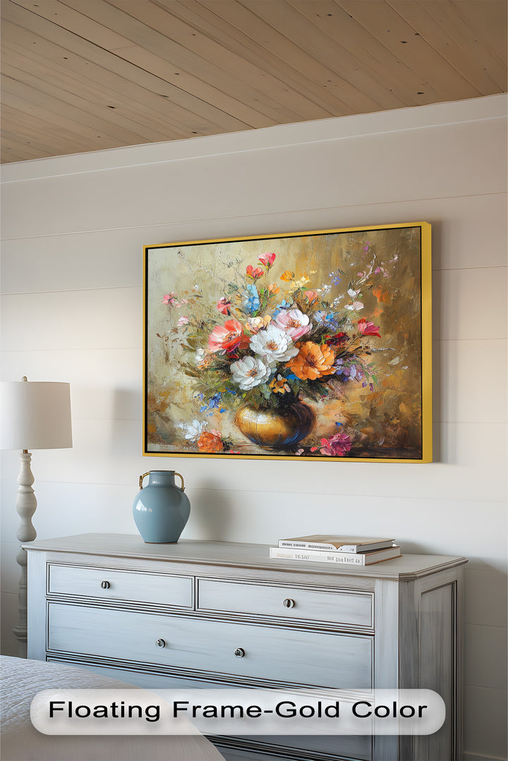 Radiant Bloom – Colorful Floral Oil Painting