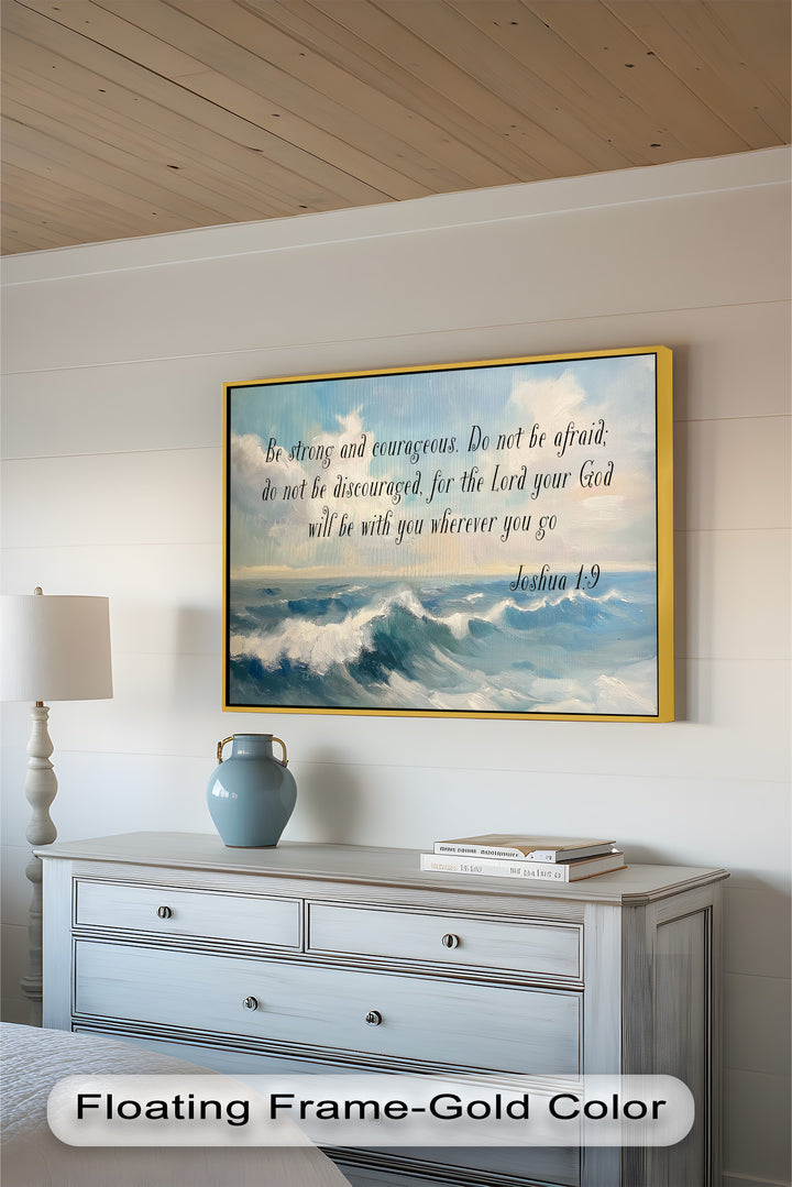 Joshua 1:9 – Strength and Courage Bible Verse Oil Painting