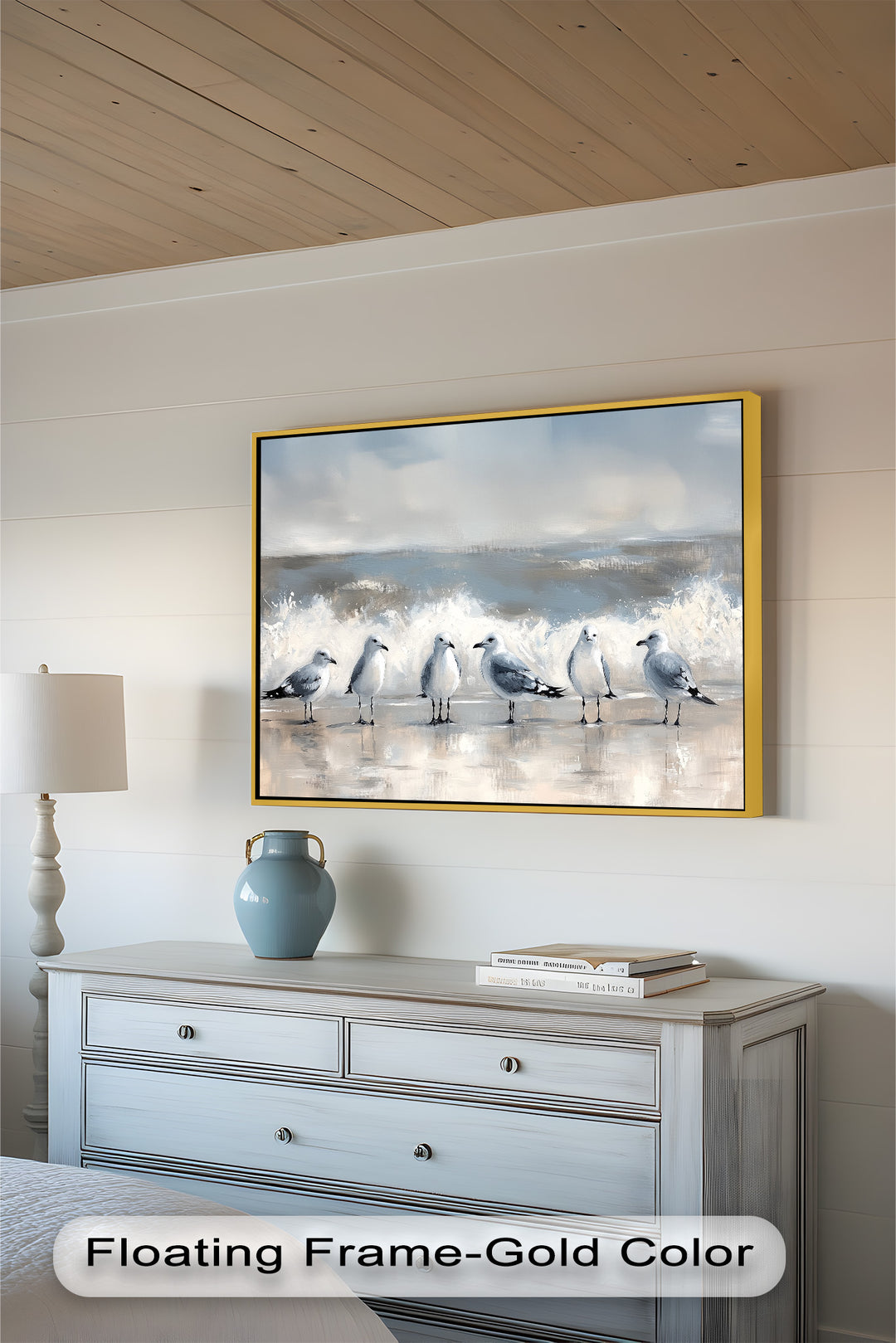 Seagulls and Surf – Bird Oil Painting