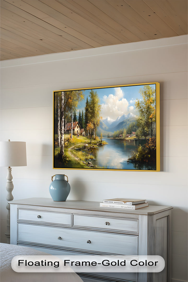 Lakeside Mountain Retreat – Landschaftsölgemälde
