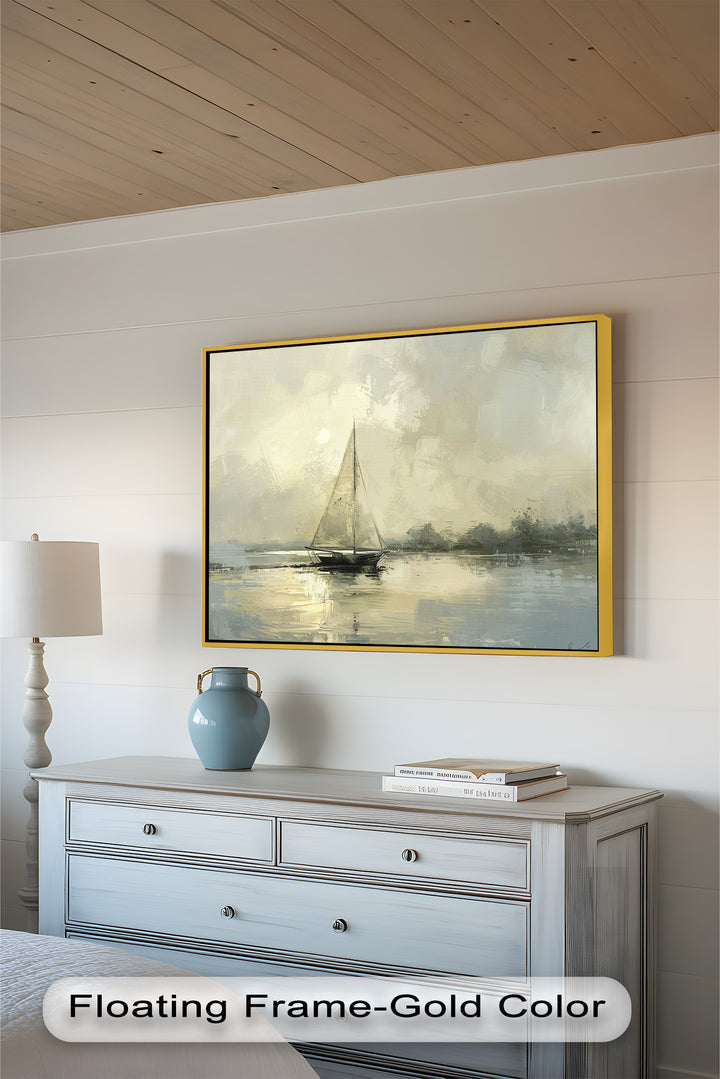 Vintage Sailboat Sailing Ocean – Timeless Nautical Oil Painting