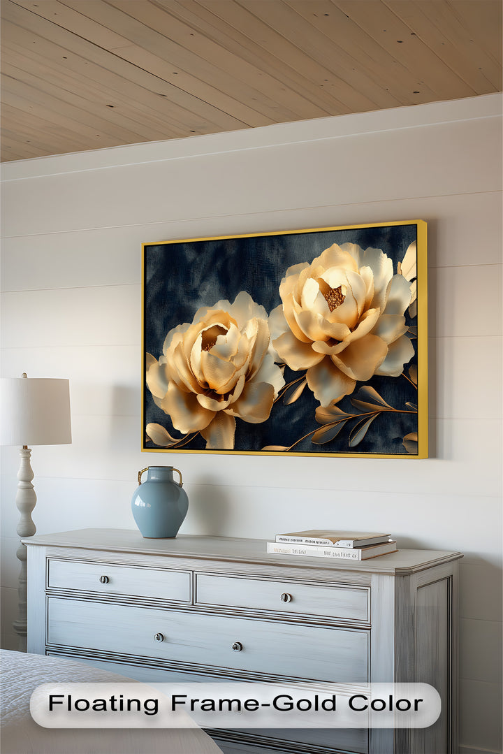 Golden Bloom Elegance – Flower Oil Painting