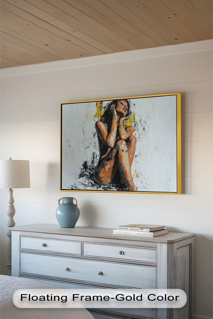 Poise in Silence – Textured Nude Figure Oil Painting