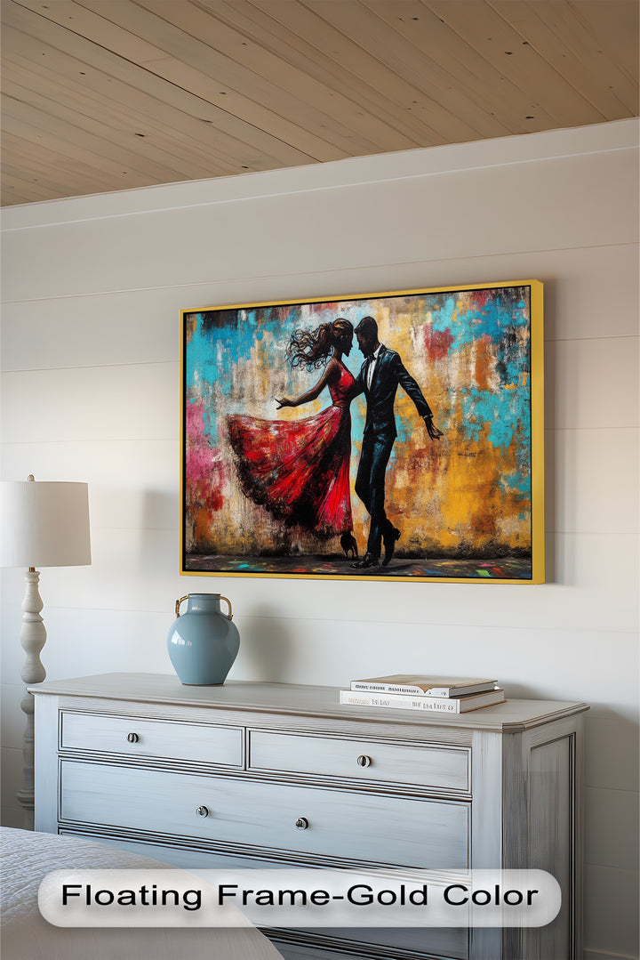 Whirl of Passion – Dancing Lovers in Red Love Oil Painting