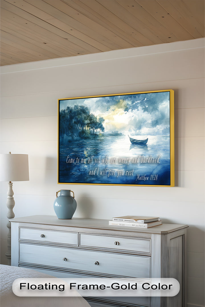 Matthew 11:28 – Find Rest in Christ Bible Verse Oil Painting