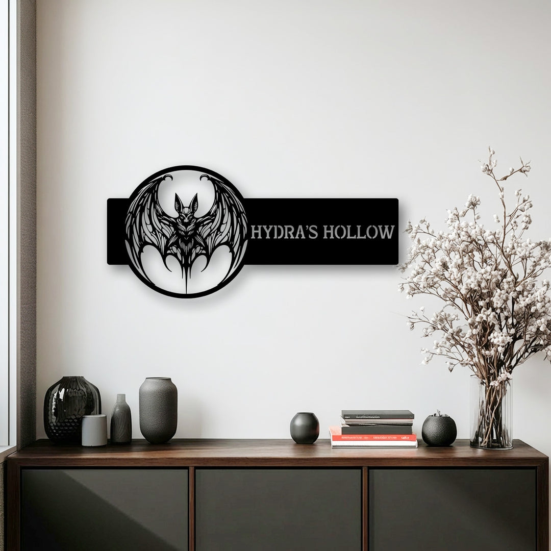 Personalized Bat Metal Wall Art – Custom Gothic Name Sign
