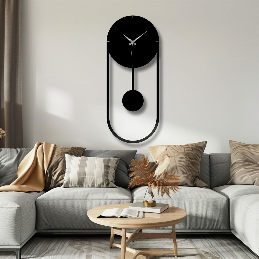 The pendulum's gentle swing in the minimalist pendulum metal wall clock infuses a sense of flowing time through its rhythmic motion, making this metal artwork dynamic.