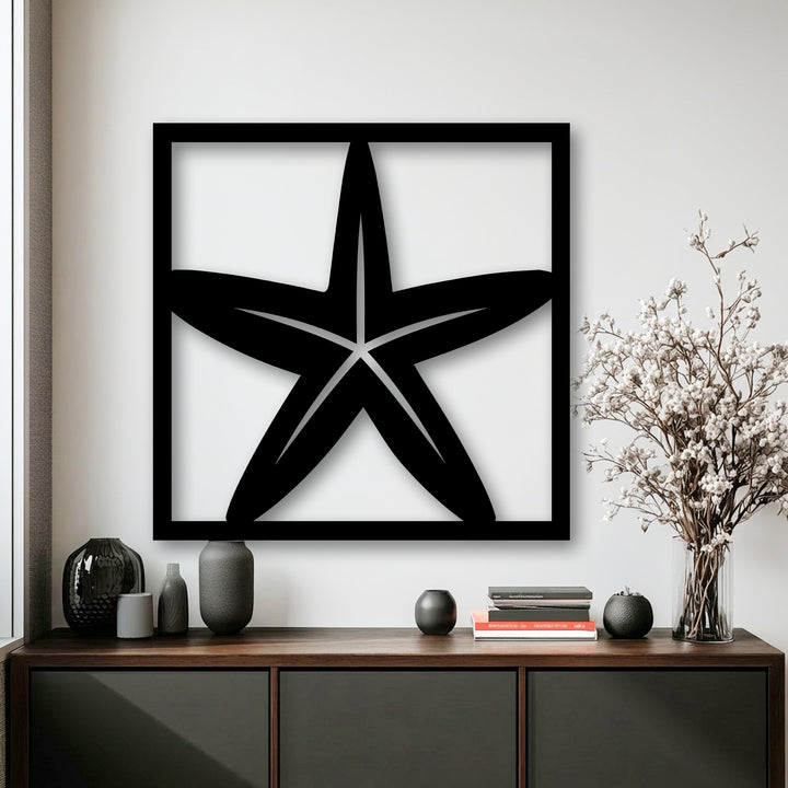 The premium material quality of this starfish frame decorative metal art is evident in its sleek, durable finish and precise cutouts.