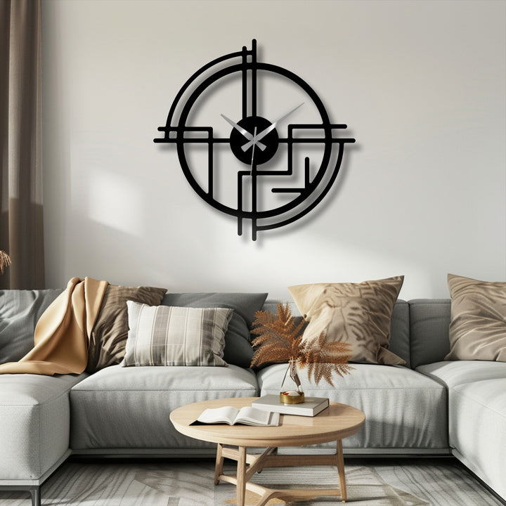 Visual rhythm emanates from the modern abstract line metal wall clock, its circular form and linear elements creating a striking display of unique metal wall art.