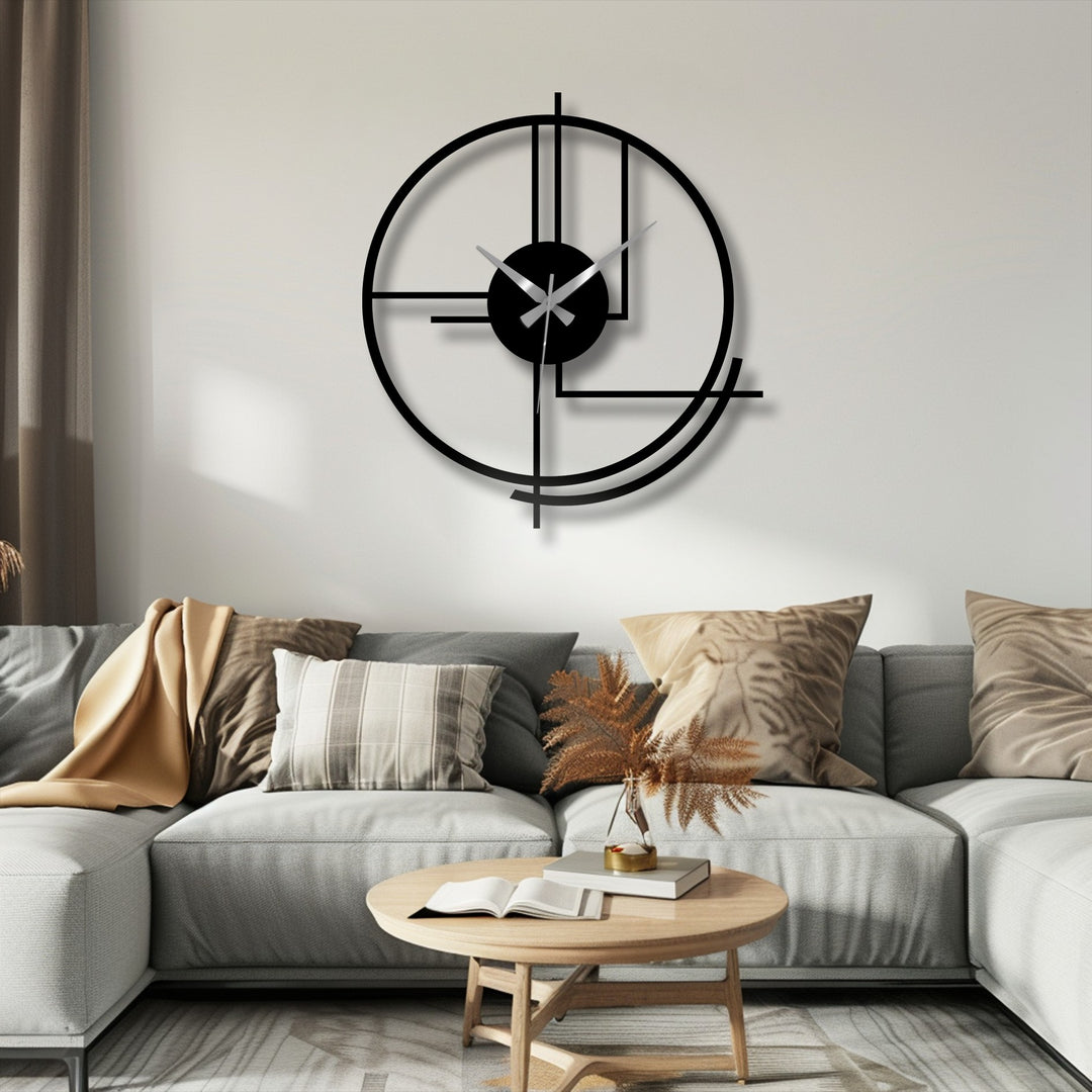 Modern Circular Abstract Line Metal Wall Clock